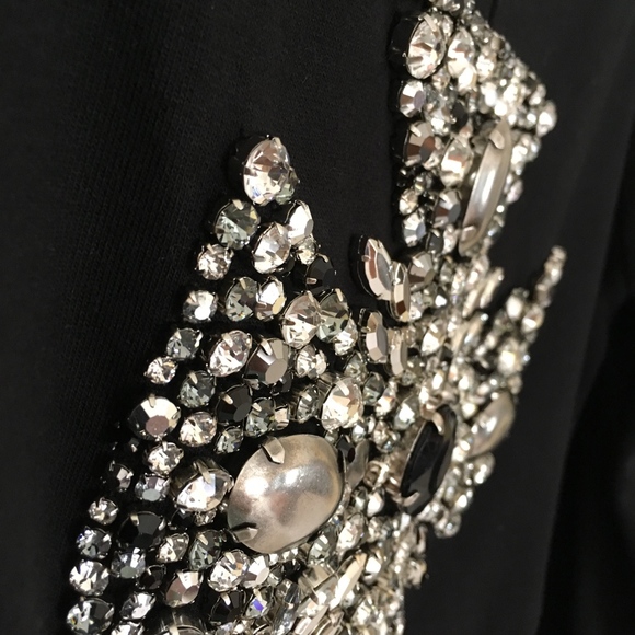 TWISTED HEART womens bling Jewel cross zip jacket black medium rhinestone luxury - Picture 7 of 7